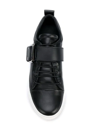 Shop Lanvin Buckled Low Top Sneakers - Black