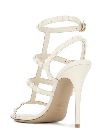 Shop Valentino Rockstud Mid-heel Sandals In White