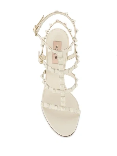 Shop Valentino Rockstud Mid-heel Sandals In White