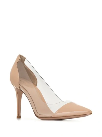 Shop Gianvito Rossi Pointed Clear Pumps In Neutrals