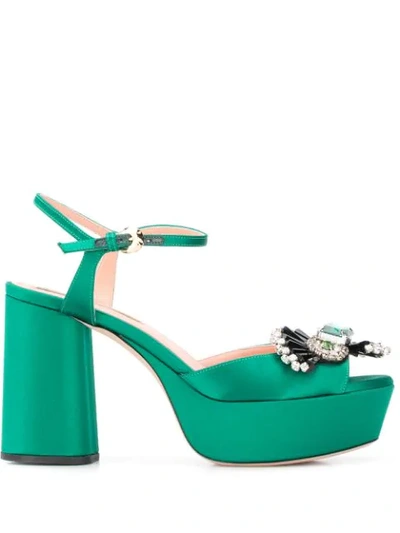 Shop Rochas Emerald Jewel Sandal In Green