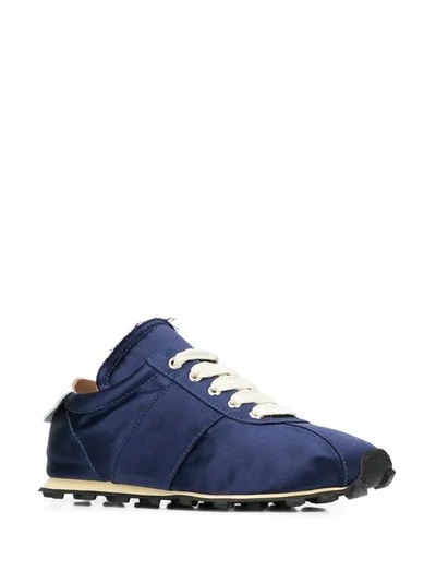 Shop Marni Satin Navy Sneakers In Blue