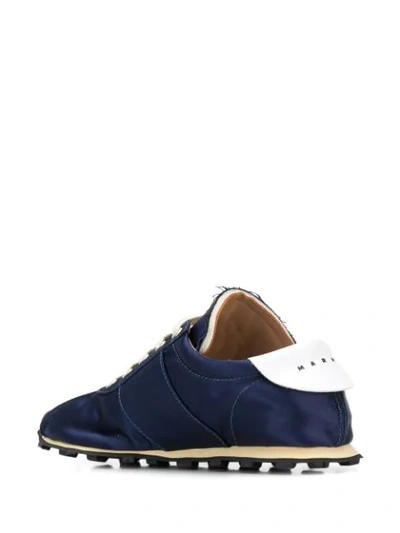 Shop Marni Satin Navy Sneakers In Blue