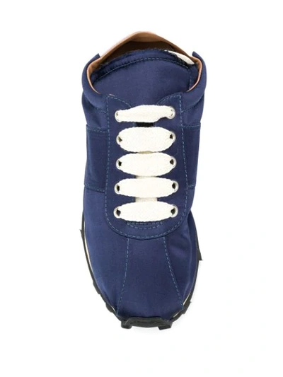 Shop Marni Satin Navy Sneakers In Blue