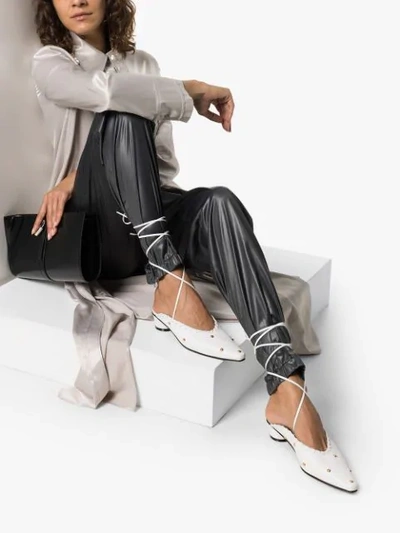 Reike Nen Sue 30mm Studded Ankle-tie Mules In White