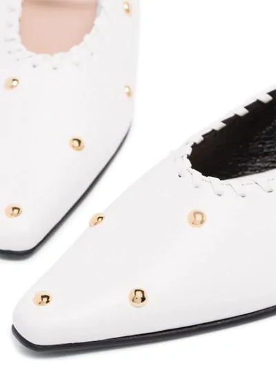 Shop Reike Nen Sue 30mm Studded Ankle-tie Mules In White