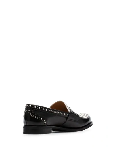 Shop Church's White And Black Pembrey Studded Loafers  In F0abu Black+white