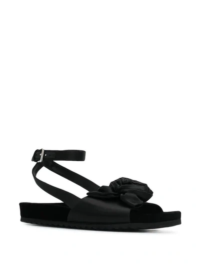 Shop Miu Miu Flache Satin-sandalen In Black