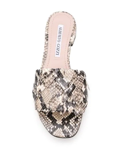 Shop Alberto Gozzi Python Flats In Neutrals