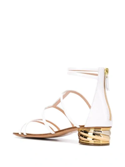 Shop Casadei Metallic Block Heel Sandals In White