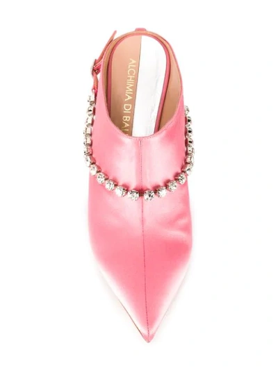 Shop Alchimia Di Ballin Embellished Slanted Heel Mules In Pink