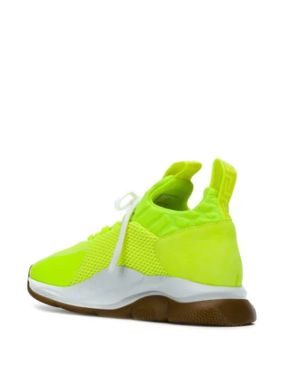 Shop Versace Cross Chainer Sneakers In Yellow