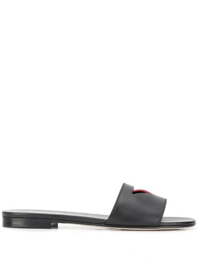 Shop Prada Logo Cut-out Sandals In Black