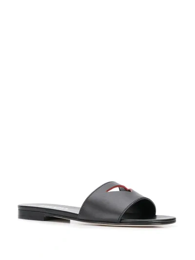 Shop Prada Logo Cut-out Sandals In Black