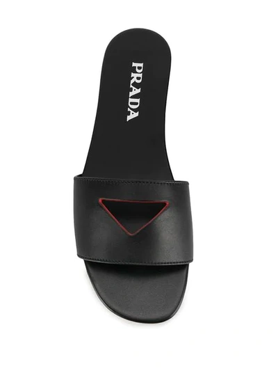 Shop Prada Logo Cut-out Sandals In Black