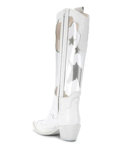 Shop Francesca Bellavita Transparent Panel Cowboy Boots In White