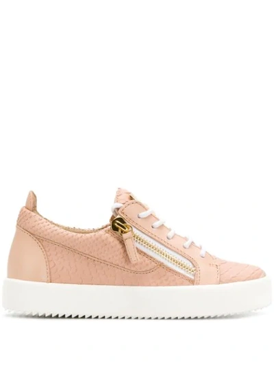 Shop Giuseppe Zanotti Side Zip Detail Sneakers - Pink