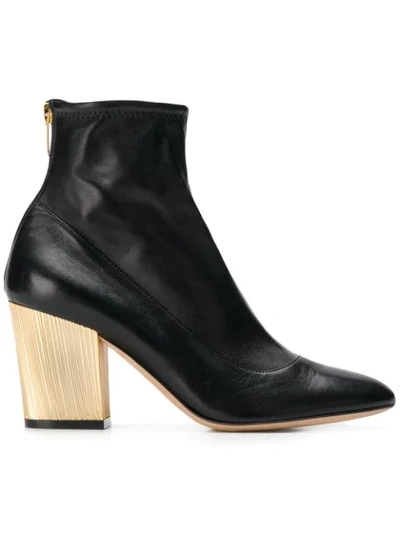 Shop Sergio Rossi Metallic Heel Ankle Boots In Black