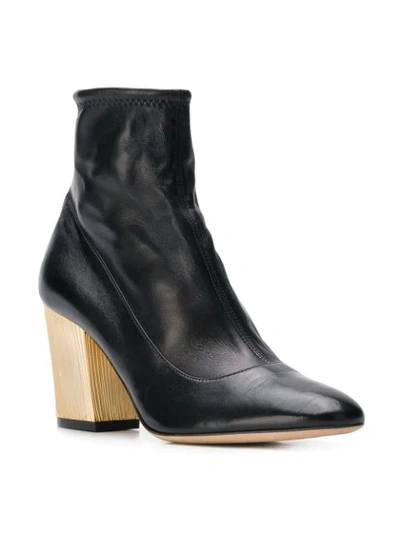 Shop Sergio Rossi Metallic Heel Ankle Boots In Black