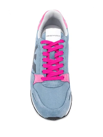 Shop Emporio Armani Logo Lace-up Sneakers In Blue