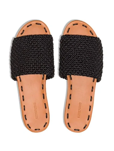 Shop Carrie Forbes Elisa Raffia Flat Sandals In Black