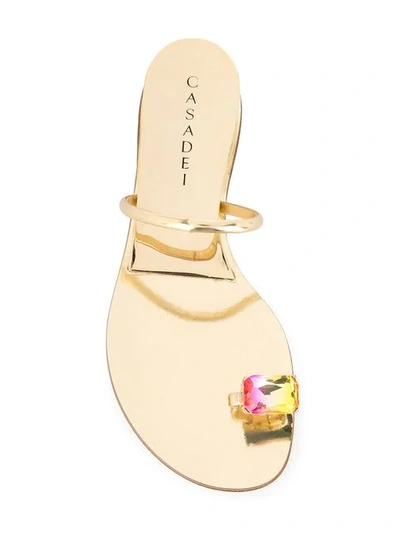 Shop Casadei Embellished Toe Sandals In Metallic