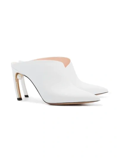 Shop Nicholas Kirkwood Mira 90mm Pearl Mules In White