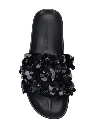 Shop Kennel & Schmenger Floral Appliqué Slides In Black