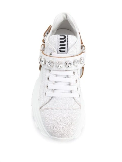 Shop Miu Miu Ridged Sole Sneakers In White
