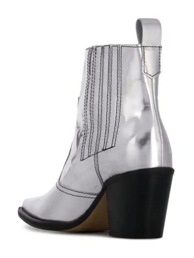 Shop Ganni Callie 70 Cowboy Boots In 18 Silver