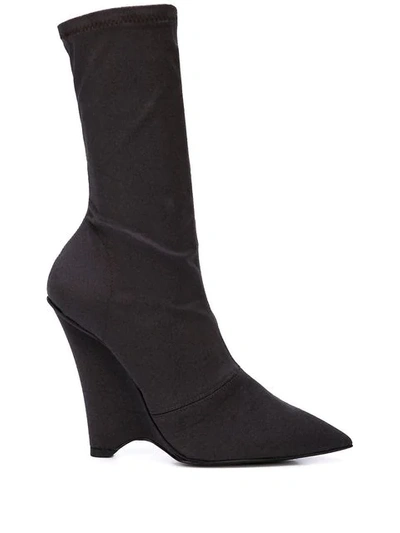 Shop Yeezy Wedge Sock Boots In Grey