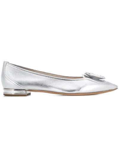 Shop Casadei Liz Ballerinas In Silver