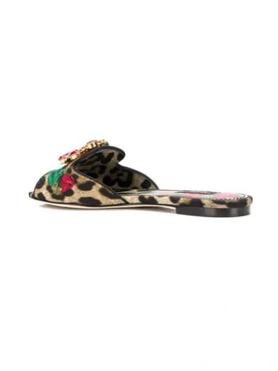 Shop Dolce & Gabbana Embellished Slide Sandals In Brown