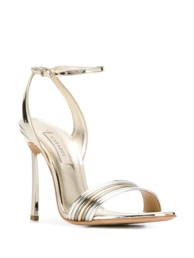 Shop Casadei Blade Multi-metallic Sandals In Gold