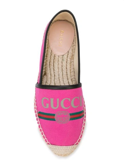 Shop Gucci Vintage Logo Print Canvas Espadrilles In Pink
