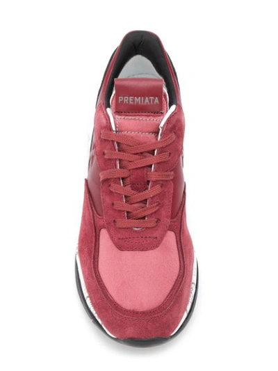 Shop White Premiata Printed Logo Sneakers - Red