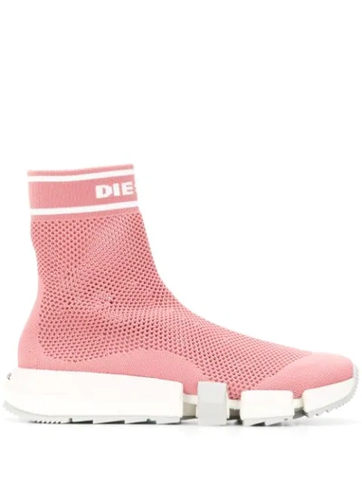 Shop Diesel Sock Sneakers In Pink