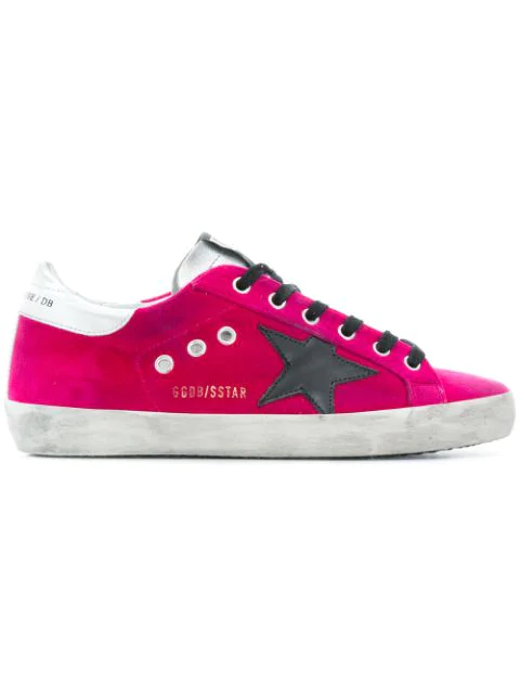 golden goose pink velvet sneakers