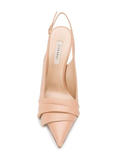 Shop Casadei Draped Pointed Slingback Sandals In Neutrals