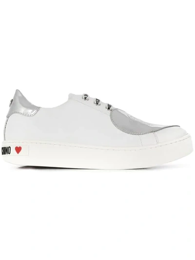 Shop Love Moschino Logo Lace-up Sneakers In 10a White