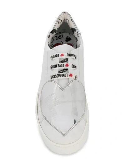Shop Love Moschino Logo Lace-up Sneakers In 10a White