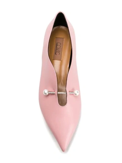 Shop Coliac Pearl Embellished Shoes - Pink