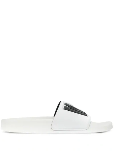 Shop Msgm Logo Slides In White