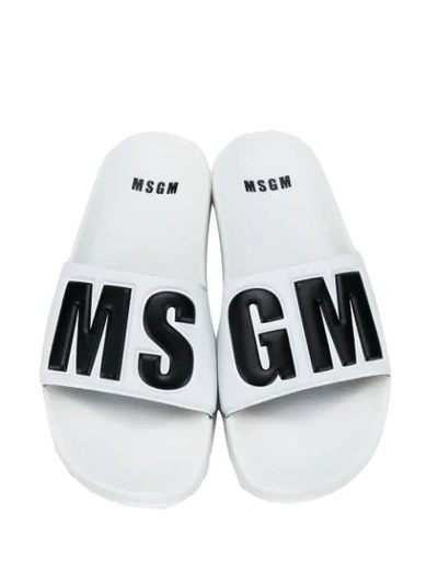 Shop Msgm Logo Slides In White