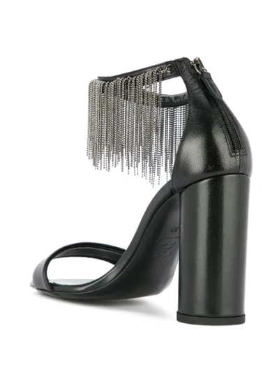 Shop Fabiana Filippi Beaded Fringed Detail Sandals In Black