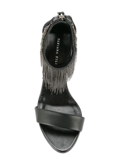 Shop Fabiana Filippi Beaded Fringed Detail Sandals In Black