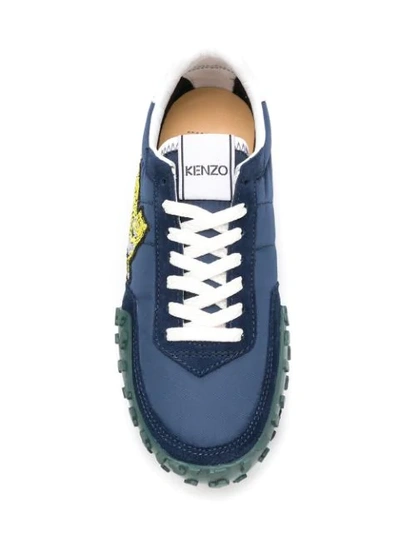 Shop Kenzo Tiger Patch Sneakers - Blue