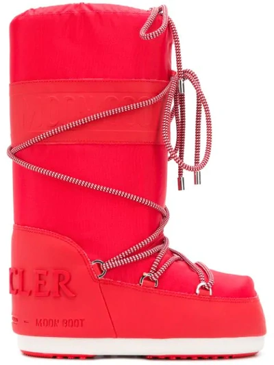 Shop Moncler X Moonboot Lace Boots In 455 Red