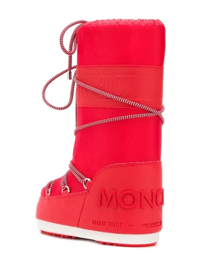 Shop Moncler X Moonboot Lace Boots In 455 Red