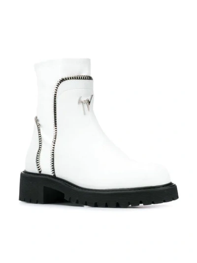 Shop Giuseppe Zanotti Zip Detail Ankle Boots In White